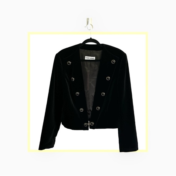 GERRY WEBER Vintage 1990s Velvet Captain’s Jacket with Gold & Black Buttons - Picture 2 of 6